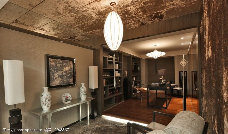 灯布复古创意欧式客厅装修效果图