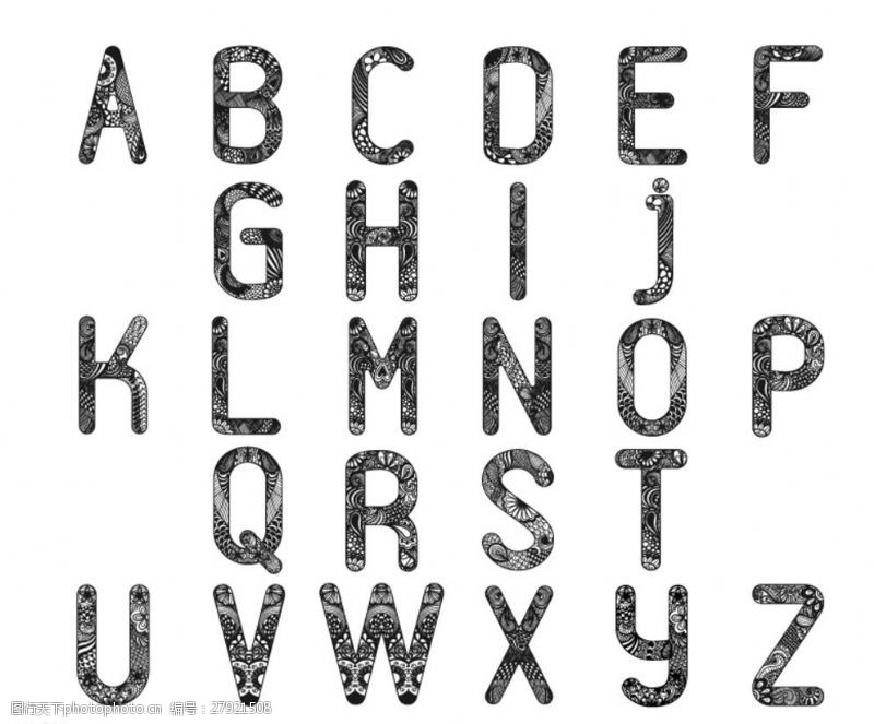 26个大写字母花纹字母图片