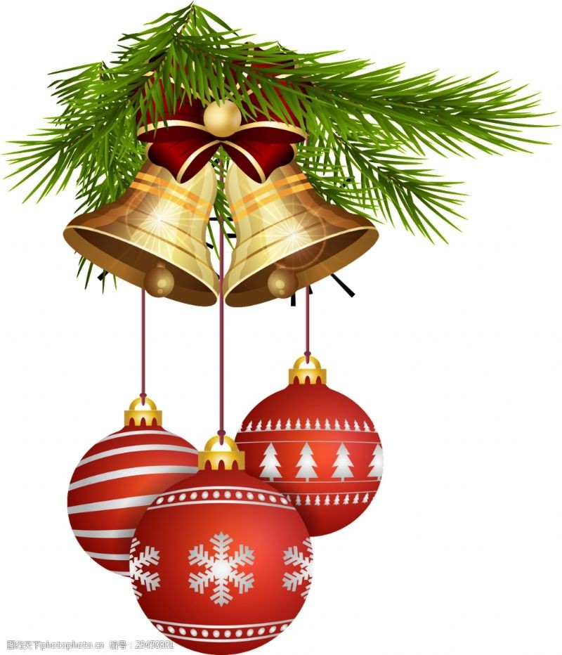 金色铃铛圣诞节圆球铃铛透明装饰素材