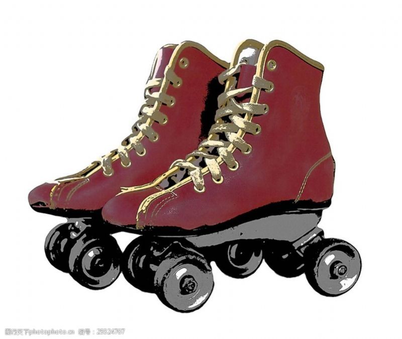 滑冰鞋一双红色溜冰鞋免抠png透明素材