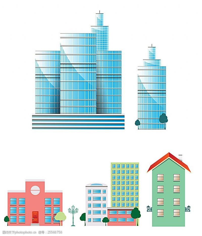 卡通房屋模板下载城市建筑图标