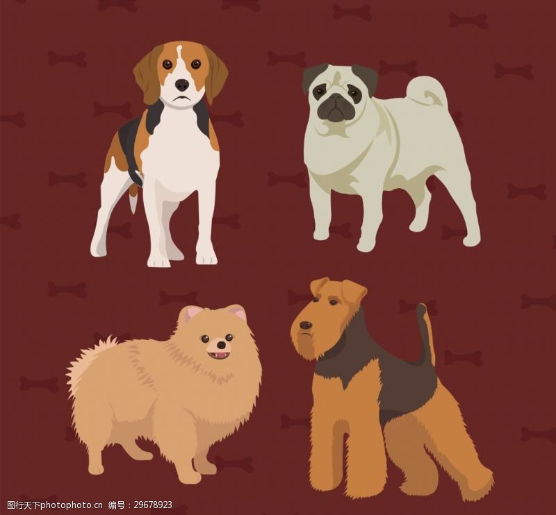 卡通宠物手绘卡通写实犬素材