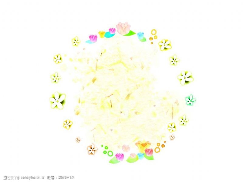 成分花朵围成圆圈插画设计PSD分层素材
