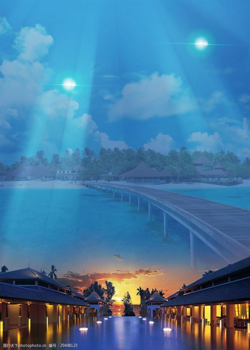 泰国普吉岛精美泰国夜景旅游海报背景设计