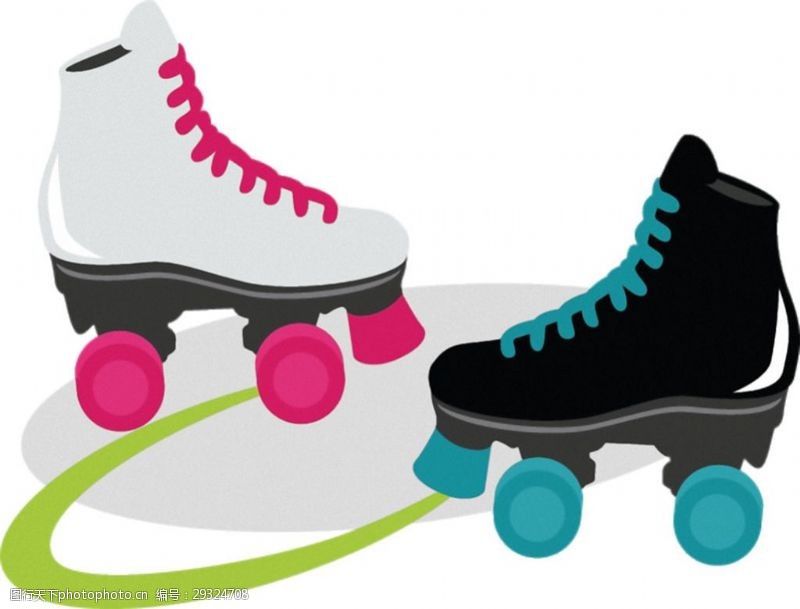 滑冰鞋手绘彩色溜冰鞋免抠png透明素材