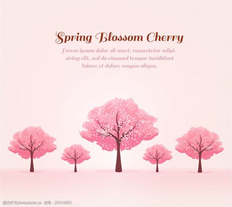 春季粉色樱花树矢量