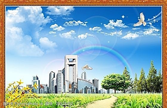 中堂画篇韩国风景画中堂画分层插画PSD格式0029