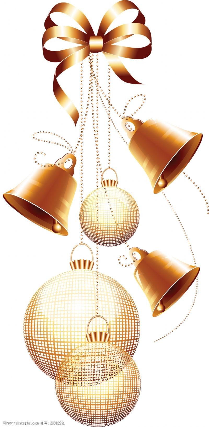 金色铃铛金色圣诞挂饰透明装饰素材