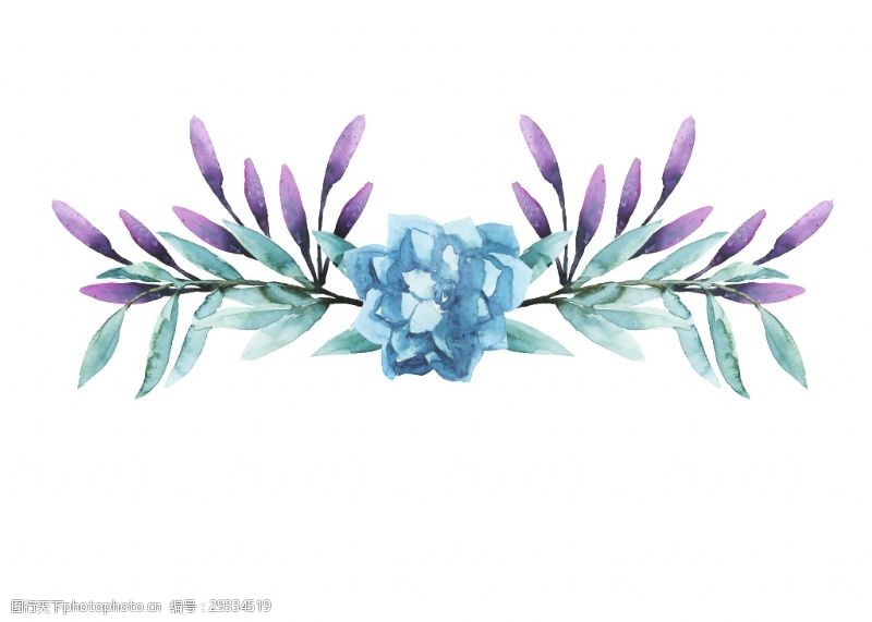 青蓝花丛透明装饰素材