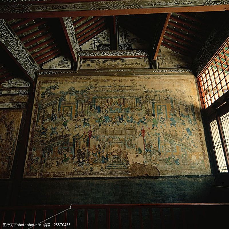 古代建筑素材室内壁画人物摄影