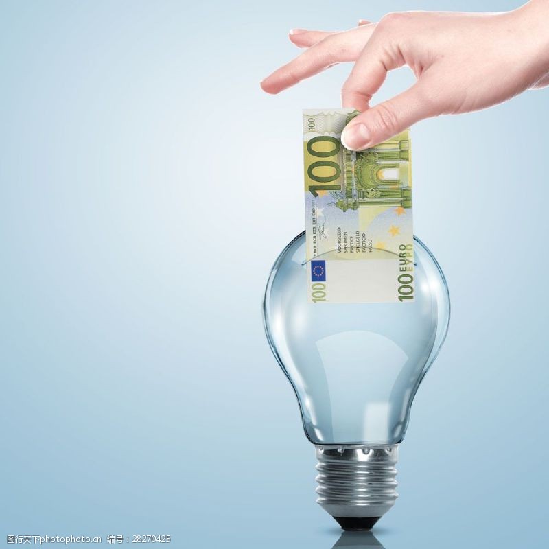 电灯泡创意图创意节能灯泡与美元