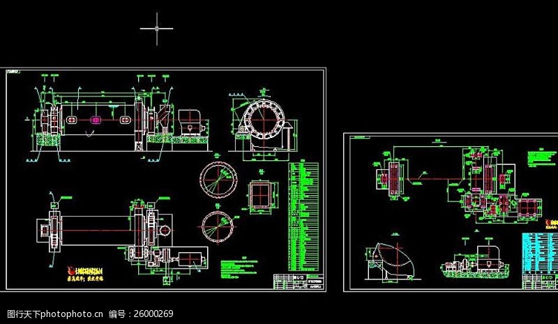 称重器川矿球磨机两张总图CAD机械图图片