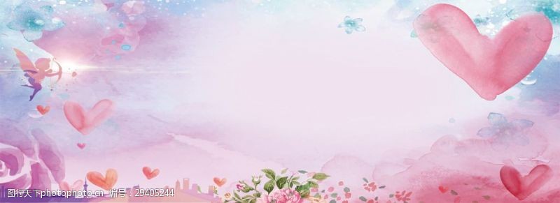 宠物海报粉蓝色清新花瓣电商海报背景