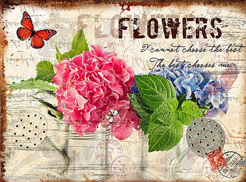 复古花卉背景花卉装饰画图片