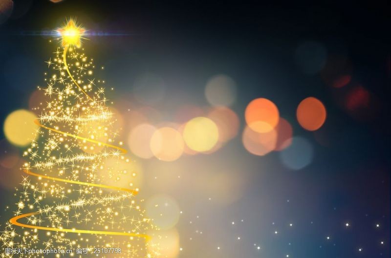 金色光线金色线条圣诞树