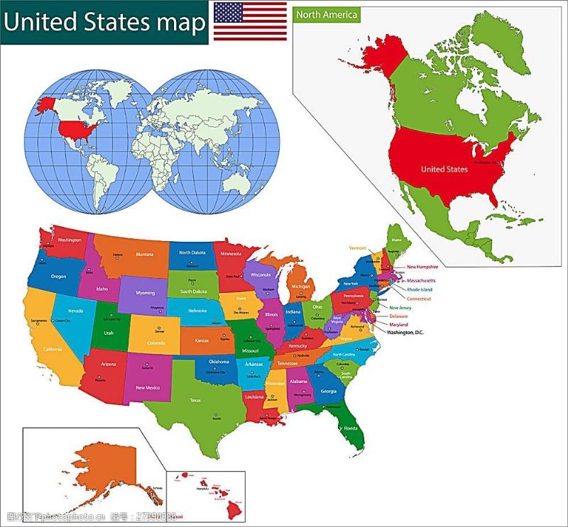 美国国旗模板下载美国合众国国家地图