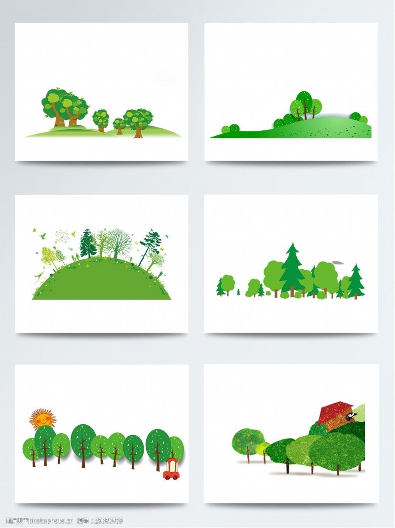 世界湿地日卡通植物树林PNG元素