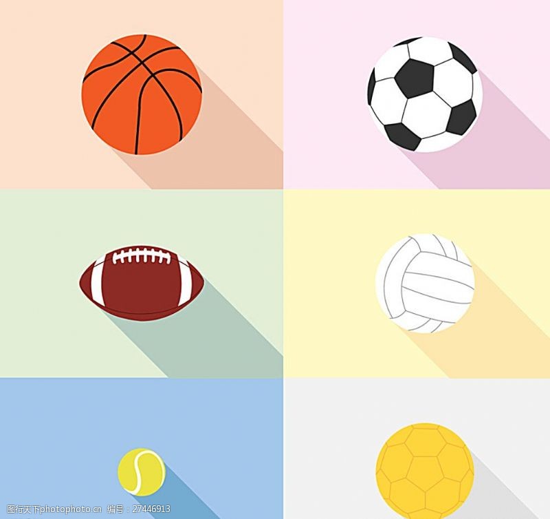 足球篮球6款精致球类图标矢量素材格式图片