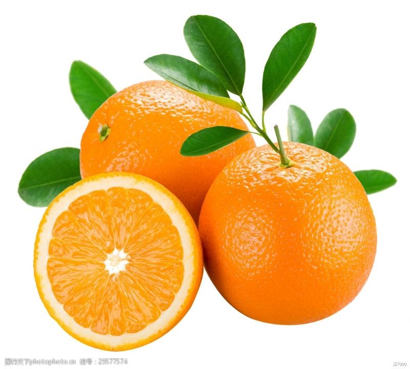 橙子切片素材两个橙子和果实切面透明装饰素材