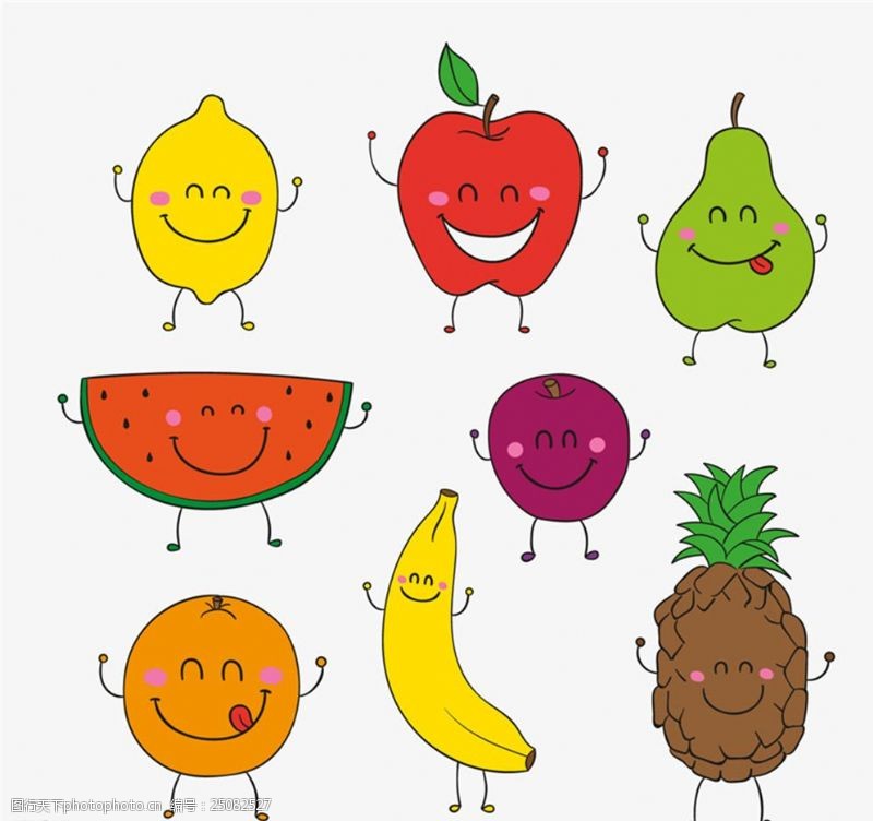 卡通菠萝矢量图卡通笑脸水果矢量素材图片