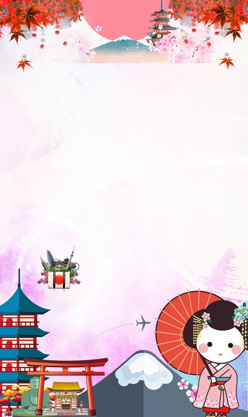 樱花旅游日本旅游海报背景设计模板