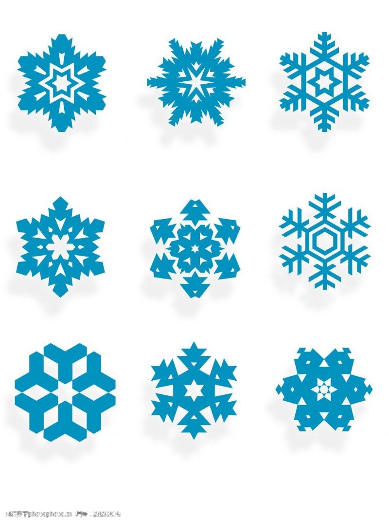 圣诞元素集合矢量蓝色雪花素材装饰冬日图案设计元素集合
