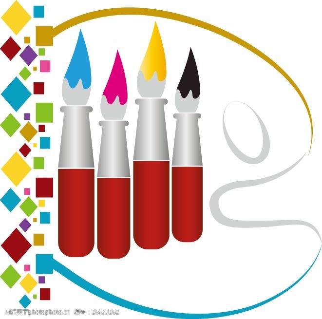 模块创意彩色笔Logo素材图片