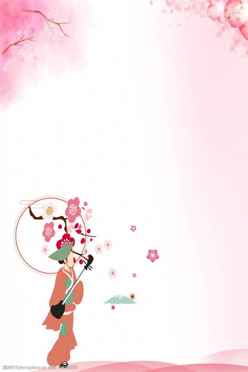 樱花旅游粉色日本樱花节海报背景设计