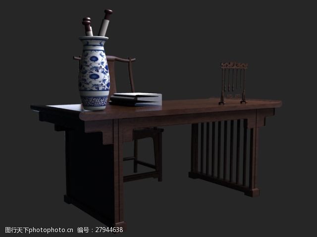 中式电脑桌富有艺术气息的中式书桌