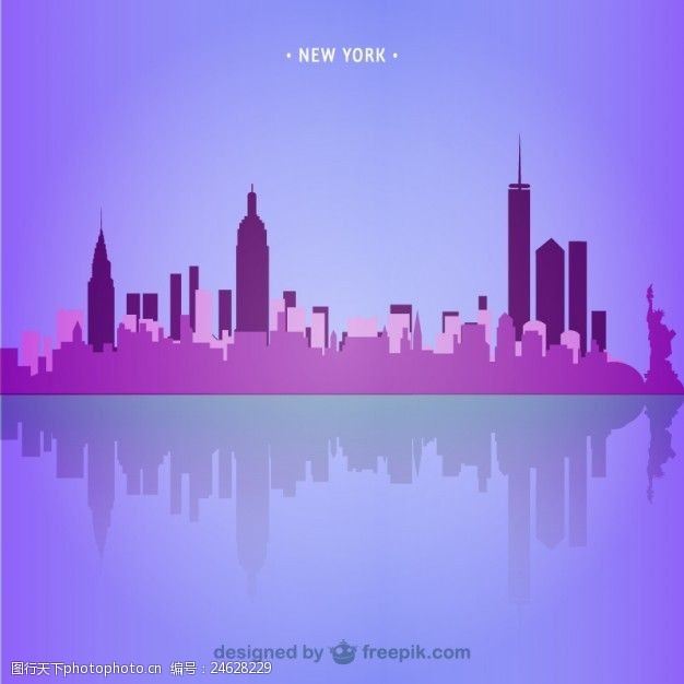 美国城市纽约的天际线图