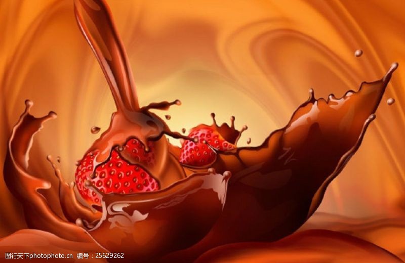 巧克力液体动感草莓巧克力奶psd分层素材