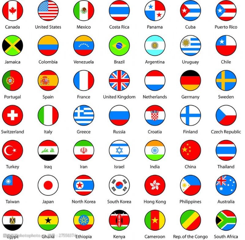 圆形国旗国际国旗素材