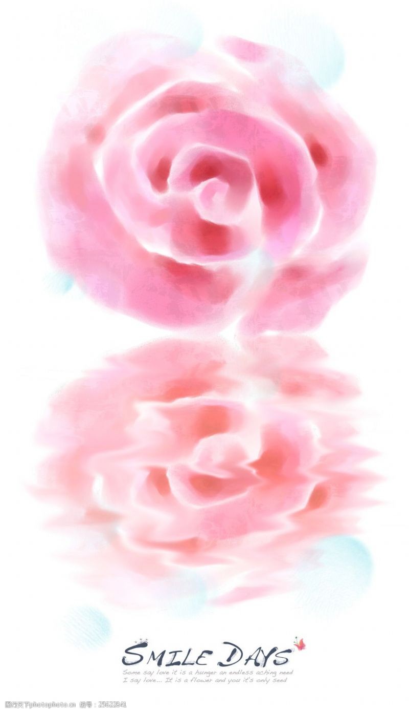 tua水彩玫瑰花与水中倒影PSD分层素材