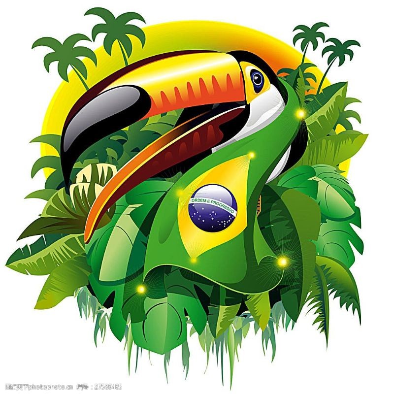 杯子模板模板下载印着巴西世界杯标志的鸟