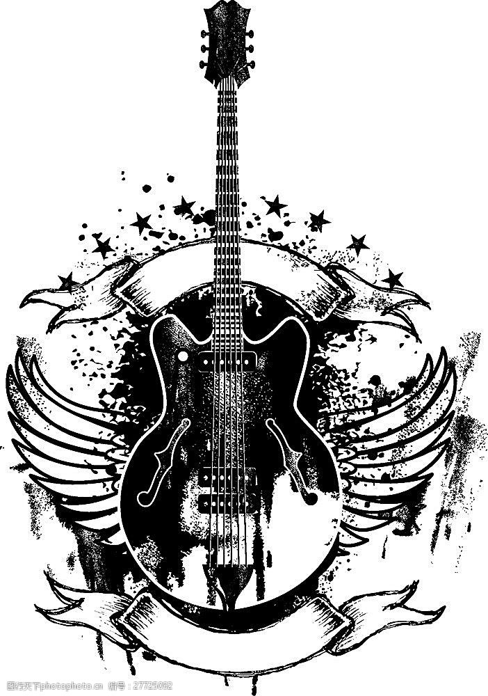 音乐翅膀带翅膀的吉他素材