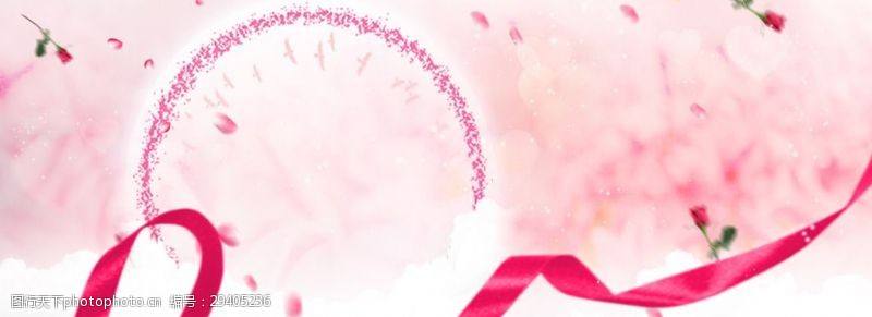 春季女装促销粉蓝色清新花瓣电商海报背景