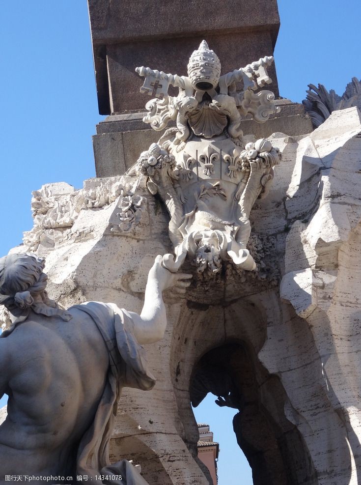 雕塑喷泉罗马四河喷泉图片