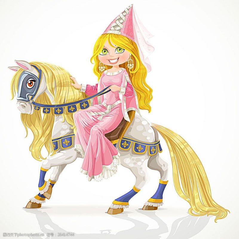 骑马插画骑马的卡通女孩