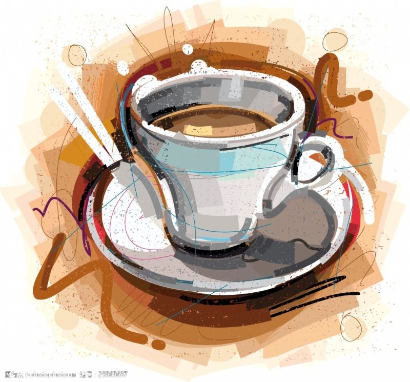 下午茶水彩绘咖啡插画