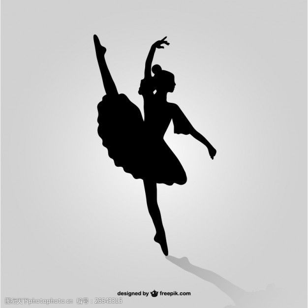 黑色的剪影芭蕾舞者的剪影