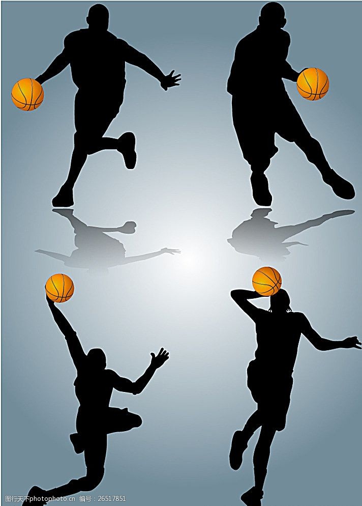 体育赛事动感篮球运动剪影矢量素材图片