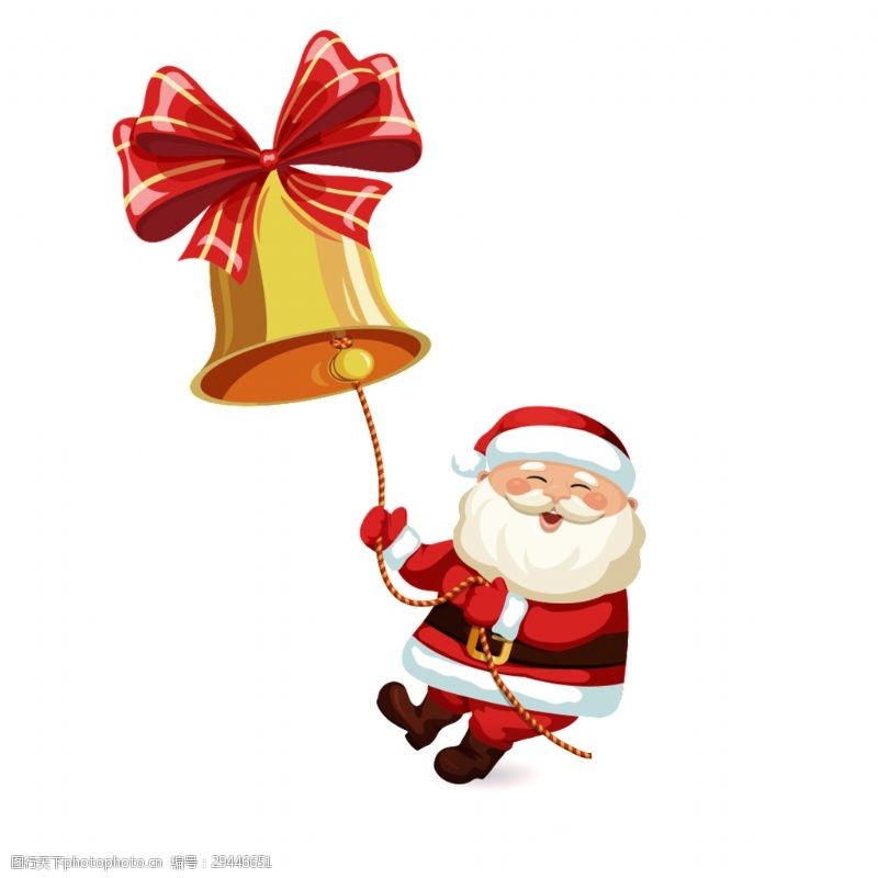 金色铃铛拉着铃铛的圣诞老人透明素材