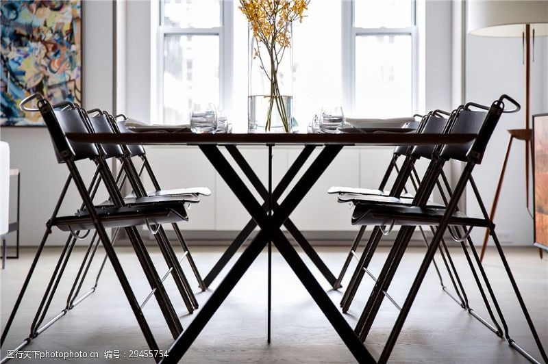 简洁装修椅子美式简约餐厅装修餐桌设计效果图
