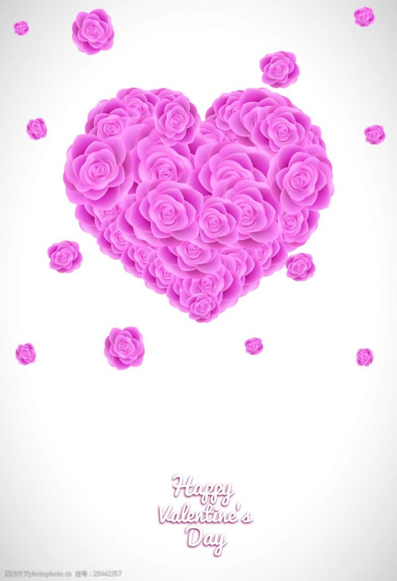 粉红色爱心玫瑰花情人节海报背景