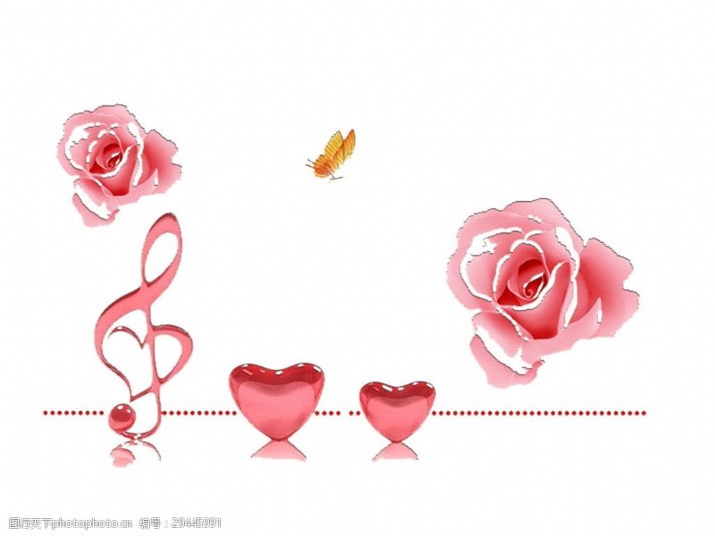 西方情人节粉色情人节爱心玫瑰花朵元素设计
