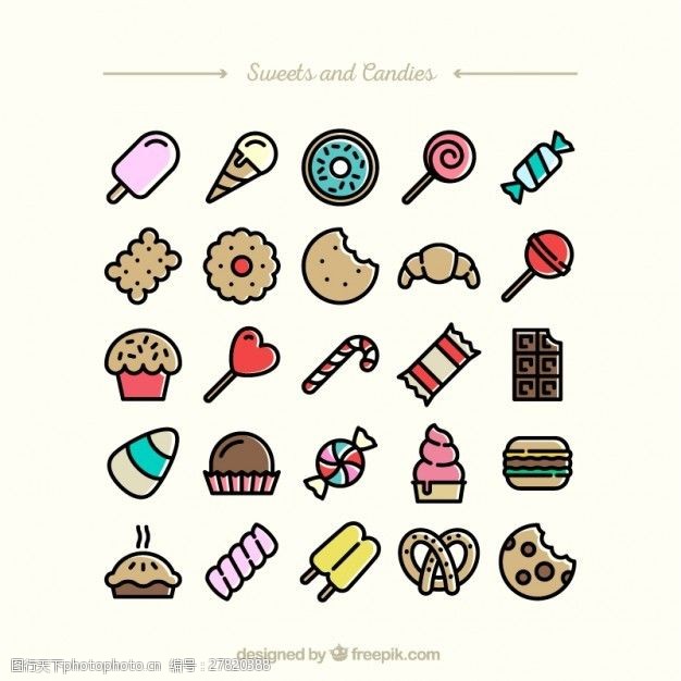 果味冰淇淋糖果和糖果图标
