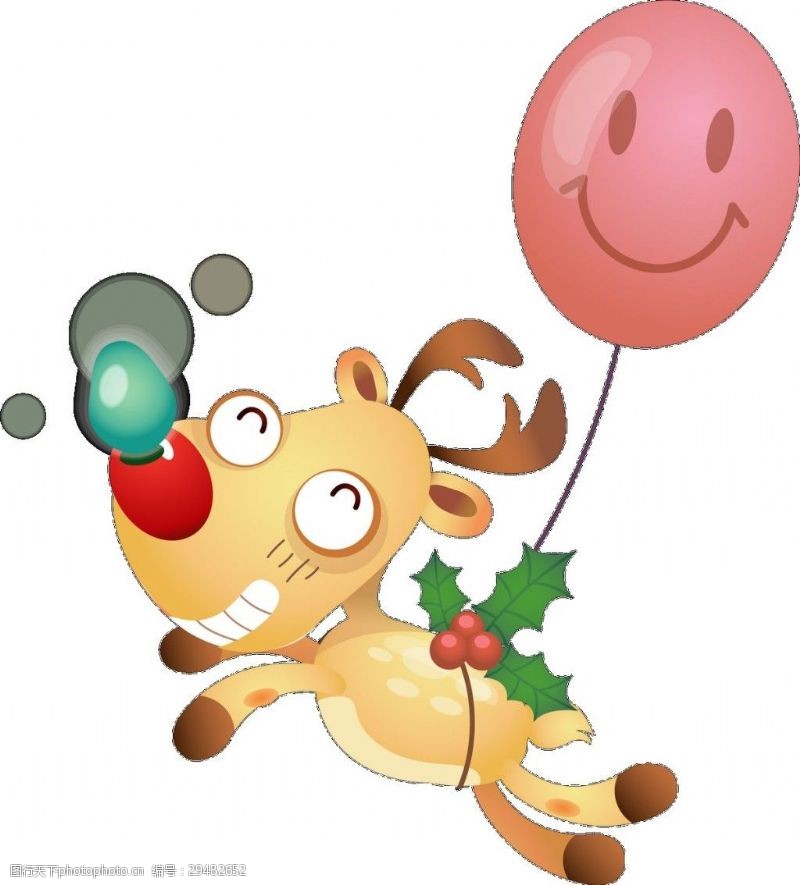 笑脸气球意趣圣诞麋鹿元素