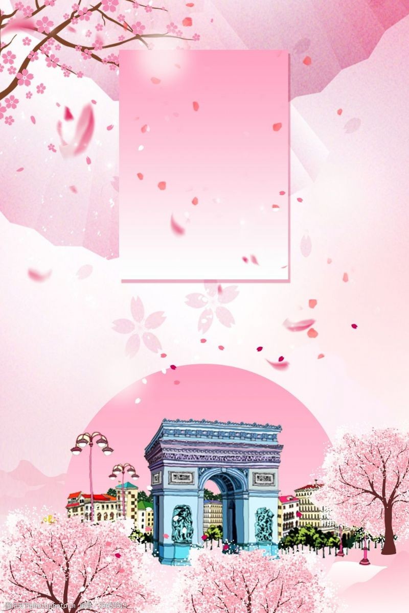 樱花旅游创意个性日本樱花节海报背景设计