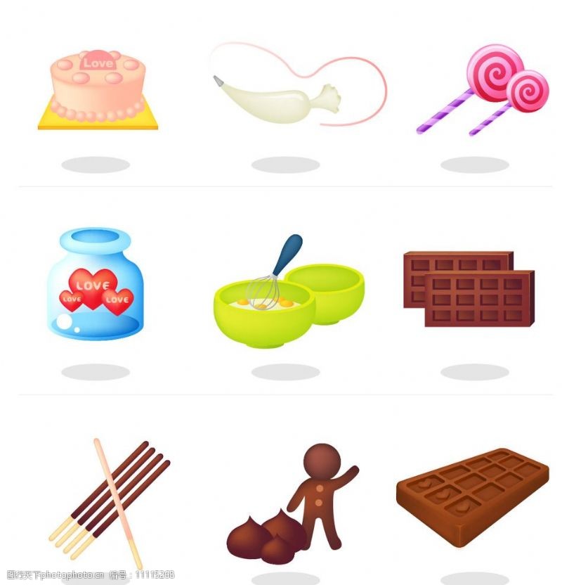 环保器材矢量食物甜点图标图片