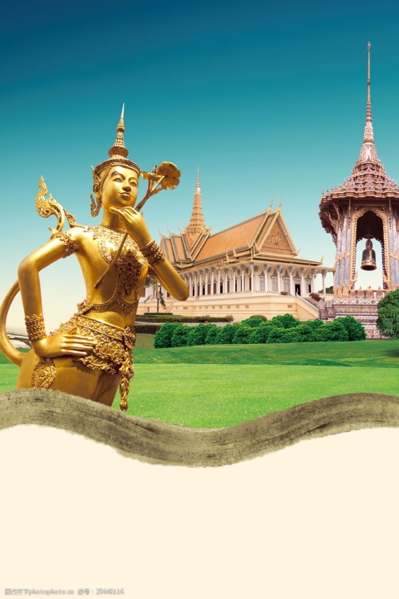 泰国普吉岛泰国皇宫海报背景设计